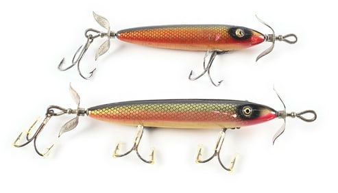 PAIR OF RED DACE SCALE HEDDON TORPEDOS