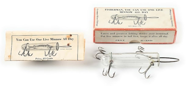 DETROIT GLASS MINNOW TUBE WITH BOX AND PAPER