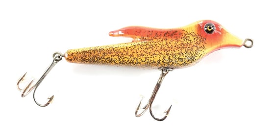 KINNEY BIRD LURE IN RED & WHITE WITH FLITTER