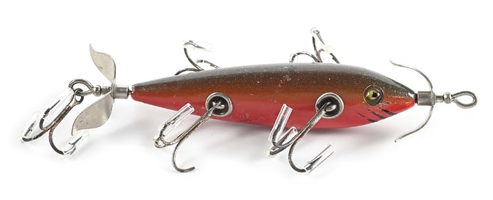 BEAUTIFUL HEDDON 154 MINNOW IN BLENDED RED