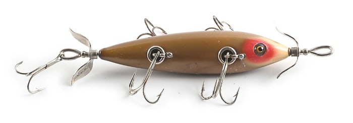 BEAUTIFUL HEDDON MINNOW GOLD RED EYES