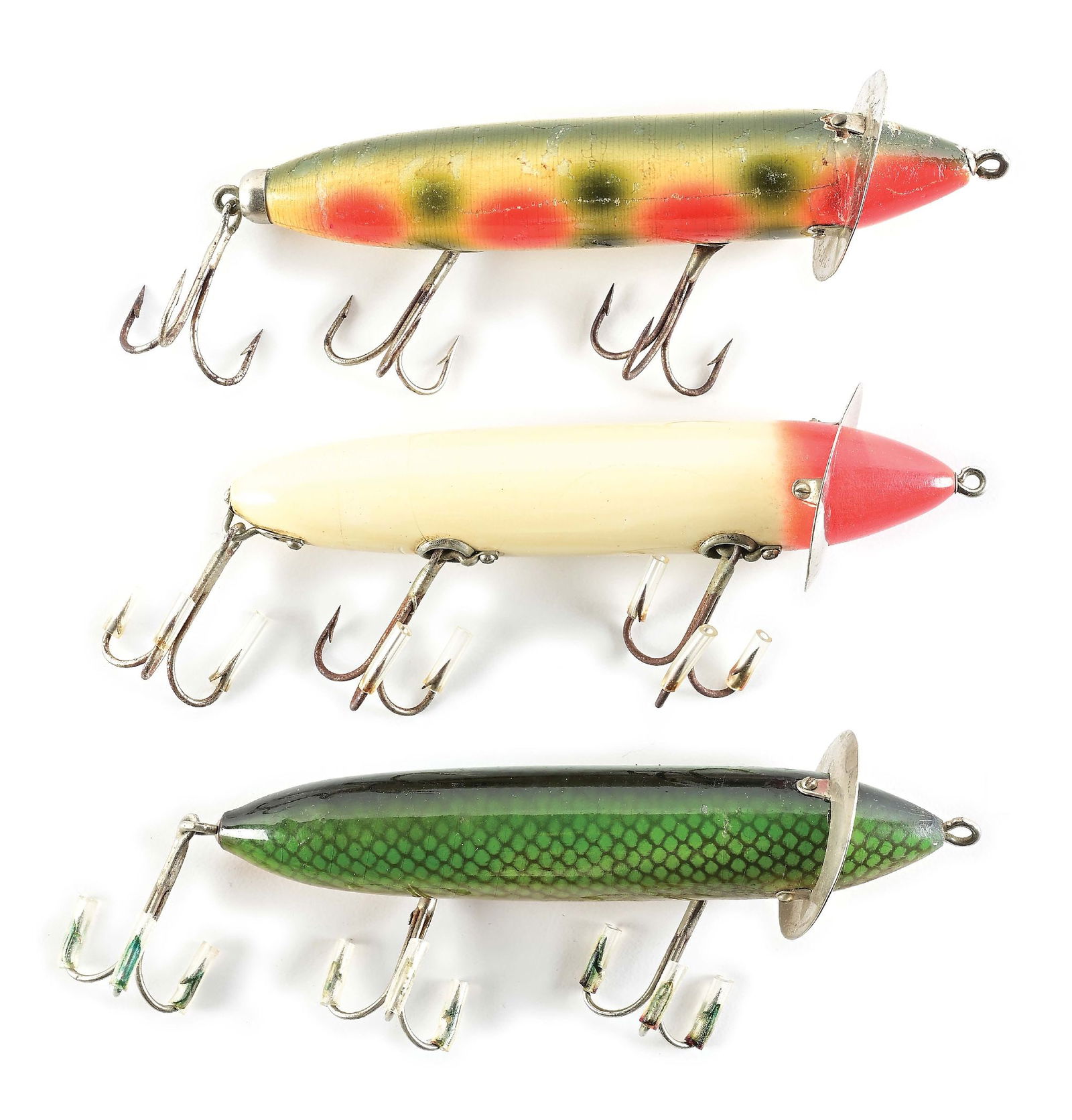 3 BETTER HEDDON NO. 200 SURFACE DOWAGIAC BAITS (1 of 6)