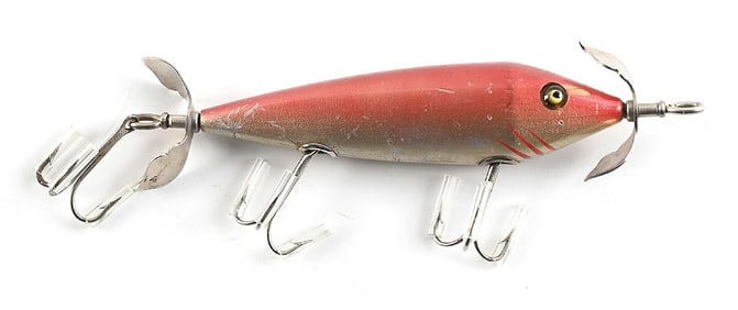 SHAKESPEARE NO 42 MINNOW RED BACK ALUMINUM BELLY.