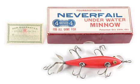 GORGEOUS SOLID RED FOUR BROTHERS 5 HOOK MINNOW