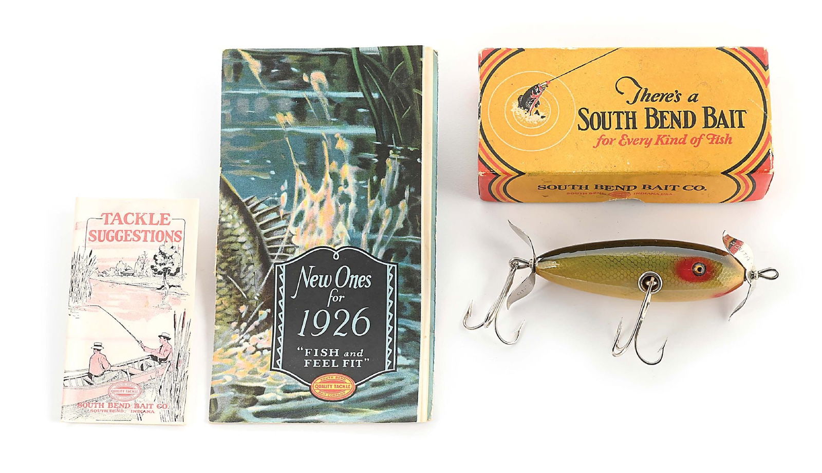 BOXED SOUTH BEND CRIPPLED MINNOW WITH 1926 CATALOG (1 of 12)