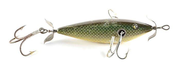 HEDDON SWAYBELLY MUSKY MINNOW IN GREEN SCALE