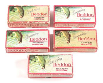 FIVE HEDDON DOWNLEAPING BASS BOXES