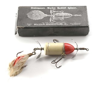 RED & WHITE WORDEN BUCKTAIL REVOLUTION IN BLACK BOX