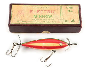 LARGE SIZE PFLUEGER ELECTRIC MINNOW IN RAINBOW