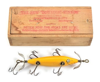 HEDDON INTRO 155 ALL BRASS MINNOW YELLOW IN BOX