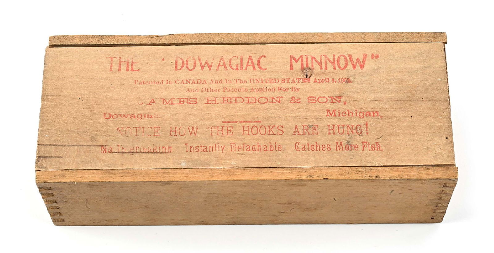 WOOD BOX FOR HEDDON 155 MINNOW IN YELLOW (1 of 7)