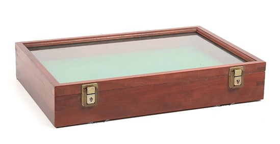 SMALL CHERRY WOOD DISPLAY CASE