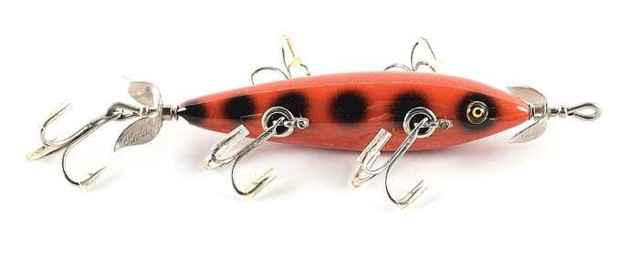 ORANGE BLACK SPOTS HEDDON FIVE HOOK MINNOW