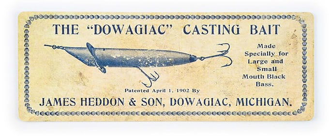 THE "DOWAGIAC" CASTING BAIT TIN-LITHO SIGN
