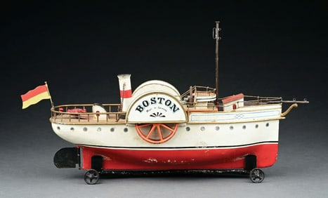 MARKLIN 1065 PADDLE WHEEL BOAT "BOSTON" W/ CLOCKWORK POWER