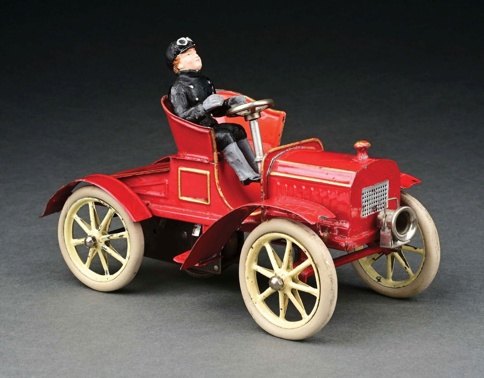 MARKLIN CAT. REF. 5202 HAND-PAINTED 2-SEAT TOURING CAR: CONDITION: A few small chips on rear fenders; otherwise, near mint condition. Original tires and headlamp. Item Dimensions: 3 - 1/2" x 8" x 5 - 1/2"