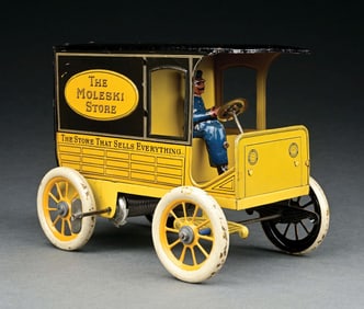 GERMAN TIN LITHO WIND-UP HANS EBERLE MOLESKI STORE TOY TRUCK