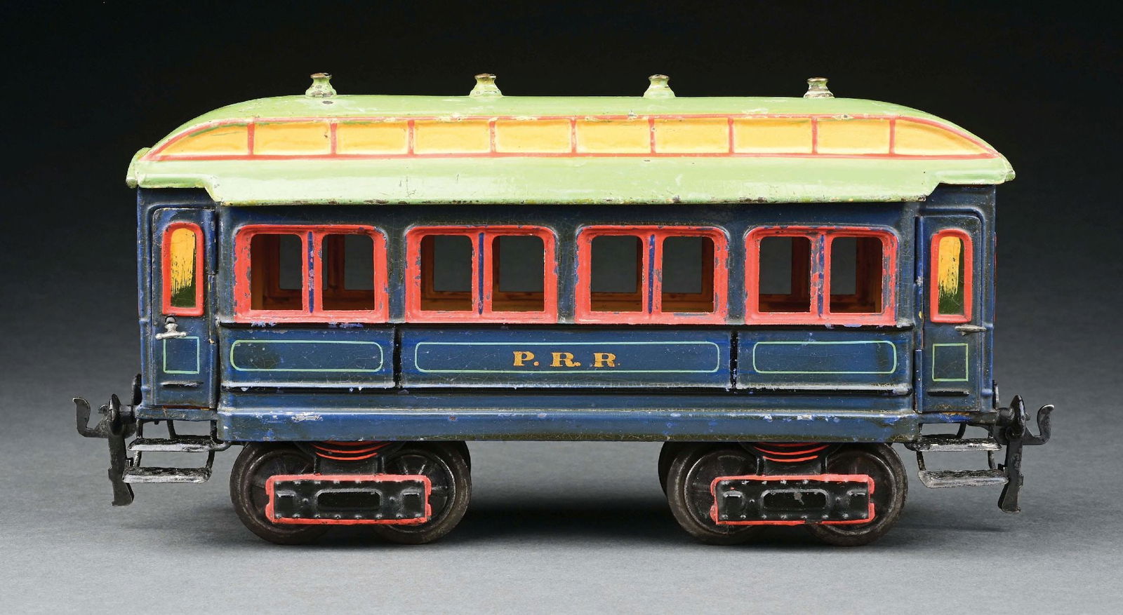 MARKLIN HAND-PAINTED 8-WHEEL BLUE COACH: C. 1905. CONDITION: Excellent. Item Dimensions: 10 - 3/4" x 3 - 1/4" x 5 - 1/2".