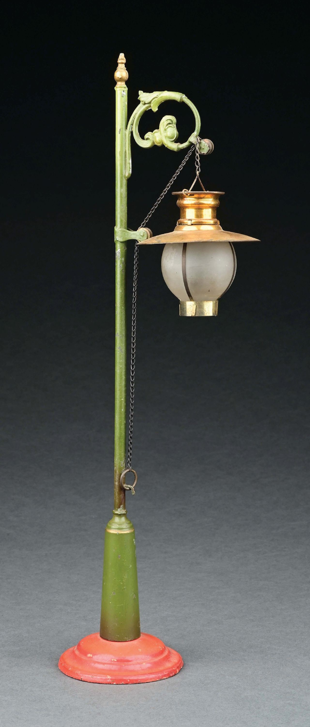 MARKLIN HAND-PAINTED OIL LAMP: CONDITION: Lacking wick holder; otherwise, near mint condition. Item Dimensions: 15 - 1/2" T.