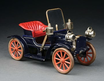 CARETTE HAND-PAINTED OPEN 2-SEAT TOURING CAR W/ BEVELED GLASS WINDSHIELD
