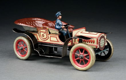 GUNTHERMANN TIN LITHO CLOCKWORK 4-SEAT OPEN TOURING CAR