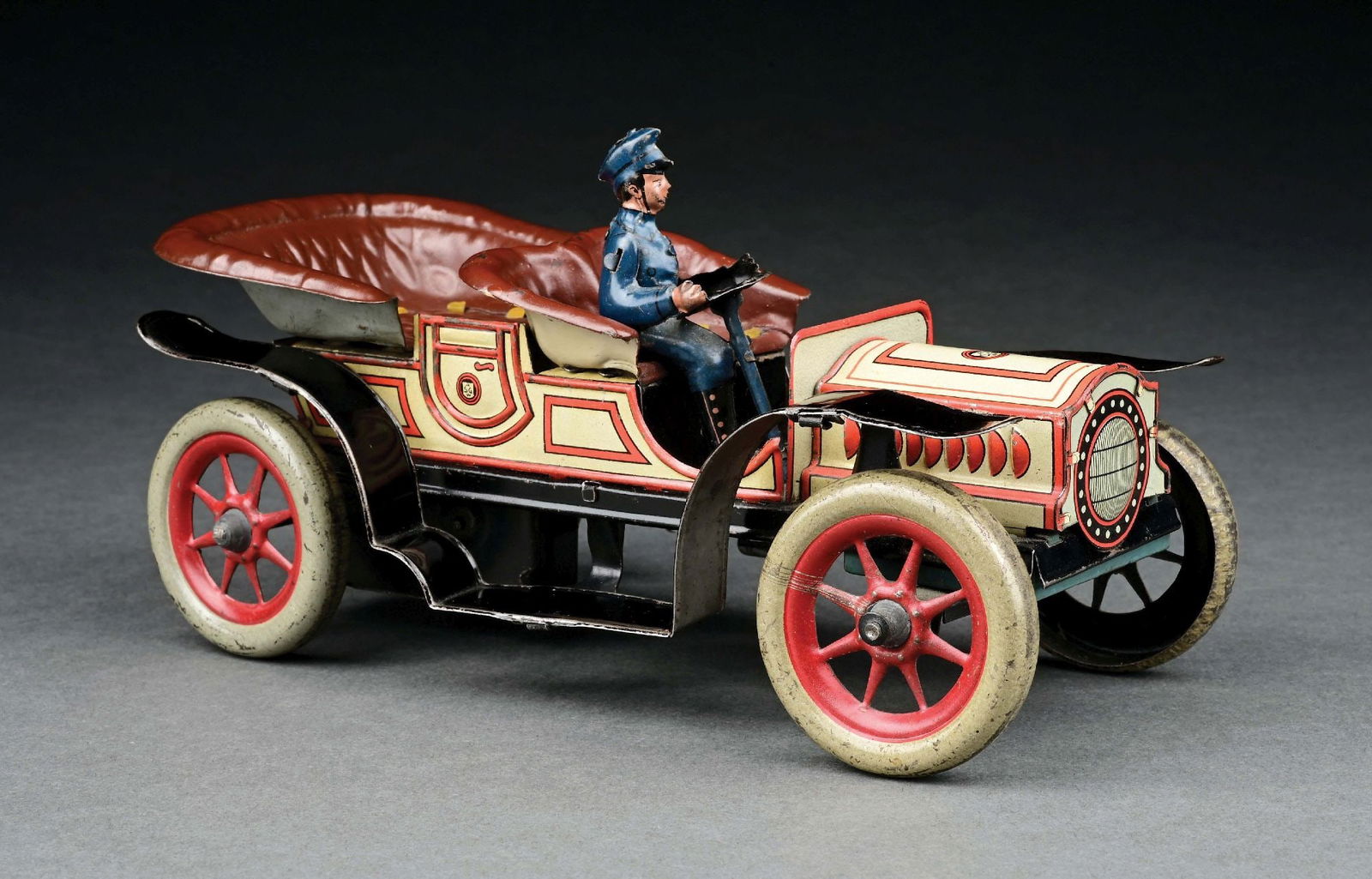 GUNTHERMANN TIN LITHO CLOCKWORK 4-SEAT OPEN TOURING CAR: CONDITION: Excellent to near mint. Item Dimensions: 8 - 1/2" x 4" x 4".