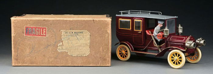 BING HAND-PAINTED MAROON TAXI W/ ORIGINAL BOX