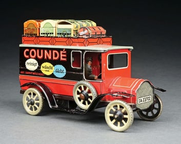 SCARCE ENGLISH TIN LITHO WIND-UP COUNDE TOY TRUCK
