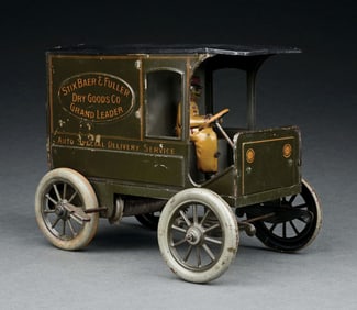 GERMAN TIN LITHO WIND-UP HANS EBERL STIX BAER & FULLER DRY GOODS TOY TRUCK