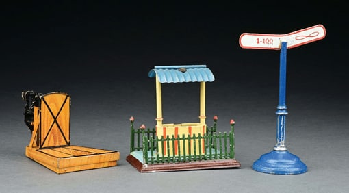 LOT OF 3: MARKLIN HAND-PAINTED TRAIN ACCESSORIES