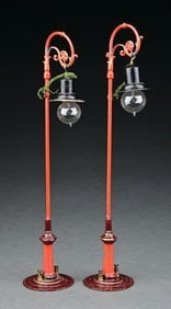 PAIR OF CARETTE HAND-PAINTED ELECTRIC LAMP POSTS