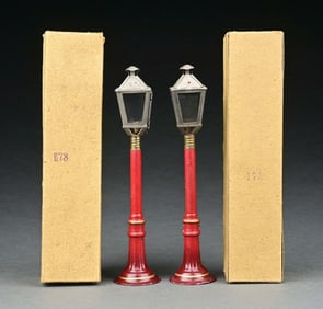 PAIR OF EUROPEAN HAND-PAINTED OIL LAMPS W/ ORIGINAL BOXES