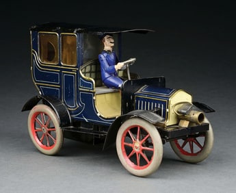 MOST LIKELY BUB TIN LITHO CLOCKWORK LIMOUSINE W/ HAND-PAINTED DRIVER & PASSENGER