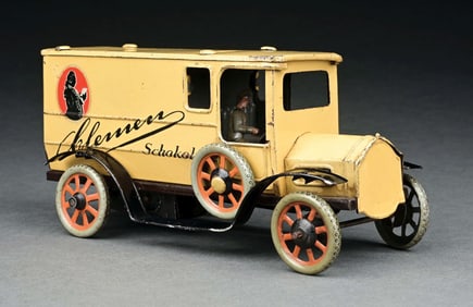 RARE GERMAN TIN LITHO WIND-UP SCHOKOLADE TRUCK