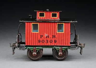 MARKLIN II GA. HAND-PAINTED P.R.R. RED CABOOSE