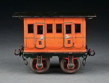 MARKLIN HAND-PAINTED 4-WHEEL DELUXE SECOND CLASS COACH IN ORANGE