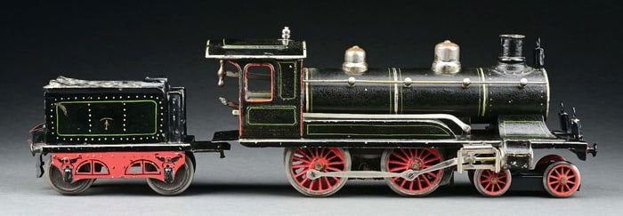 MARKLIN II GA. 4-4-0 EUROPEAN CLOCKWORK LOCOMOTIVE & TENDER