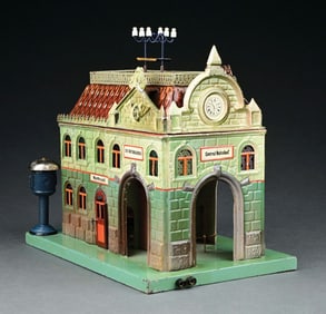 MARKLIN HAND-PAINTED STATION W/ GERMAN INSCRIPTIONS