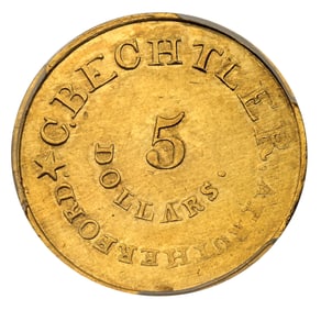 1834 $5 K-17 C. BECHTLER AU55 PCGS CAC