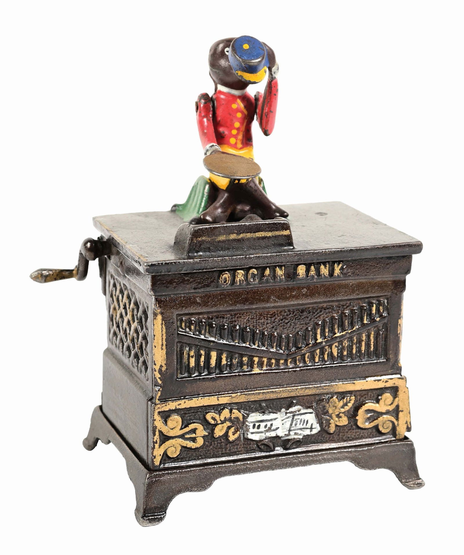 ORGAN BANK - MEDIUM: Working condition. All original. Condition: (Excellent) Dimensions: 4" x 5 -3/4" x 3".