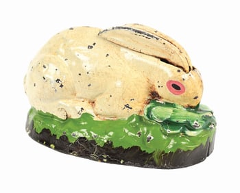 RABBIT EATING CABBAGE MECHANICAL BANK
