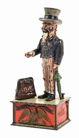 CAST IRON UNCLE SAM MECHANICAL BANK