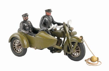 HUBLEY HARLEY-DAVIDSON CAST IRON MOTORCYCLE W/ SIDECAR