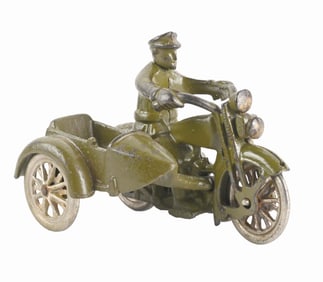 HUBLEY CAST IRON HARLEY-DAVIDSON MOTORCYCLE W/ SIDECAR