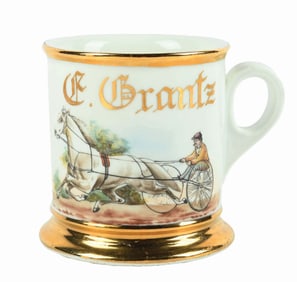 HORSE RACING DRIVER HAND PAINTED OCCUPATIONAL SHAVING MUG