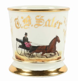 HORSE DRAWN CARRIAGE HAND PAINTED OCCUPATIONAL SHAVING MUG