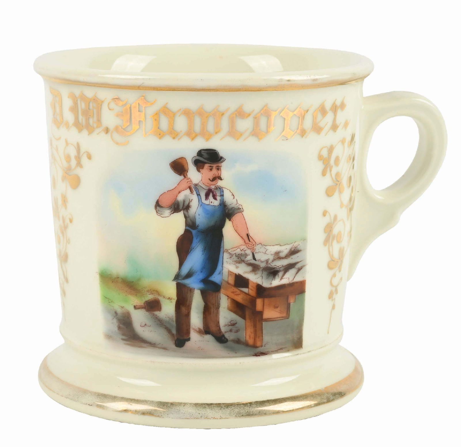 CRAFTSMAN HAND-PAINTED KOKEN OCCUPATIONAL SHAVING MUG (1 of 5)