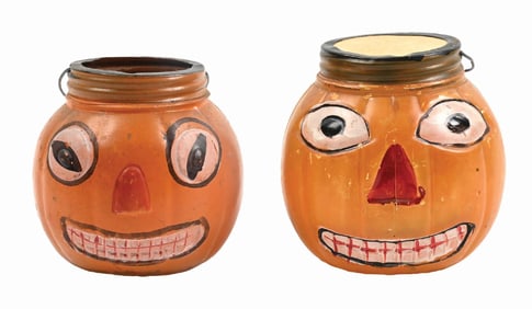 LOT OF 2: EARLY HALLOWEEN GLASS CANDY CONTAINERS
