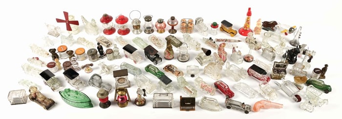 COLLECTION OF GLASS CANDY CONTAINERS