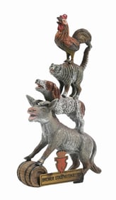 BREMEN MUSICIANS PEWTER FIGURAL ANIMAL SCULPTURE